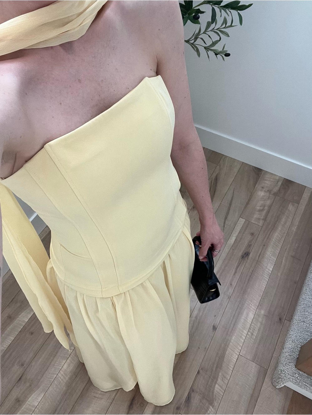 Line & Dot Pale Yellow Strapless Maxi Dress